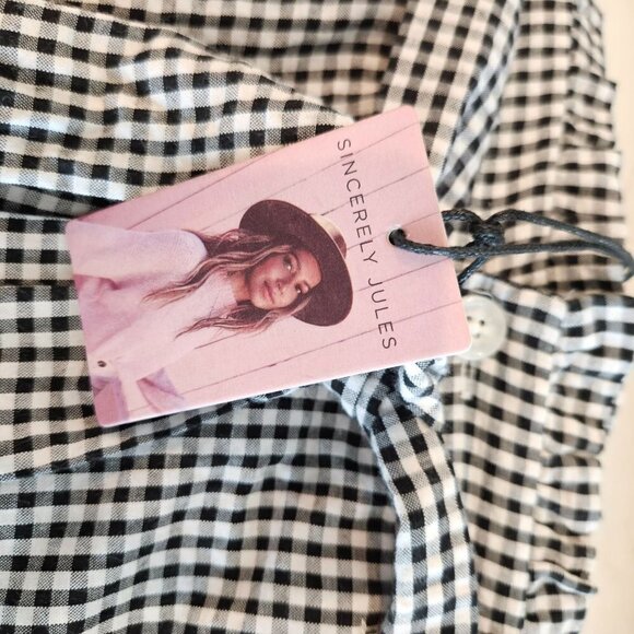 NEW Sincerely Jules Capris Pants Small Black White Checked Gingham Pedal Pusher - Picture 5 of 12